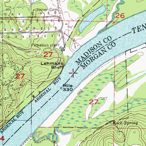 Topographic Map of Leman Ferry (historical), AL