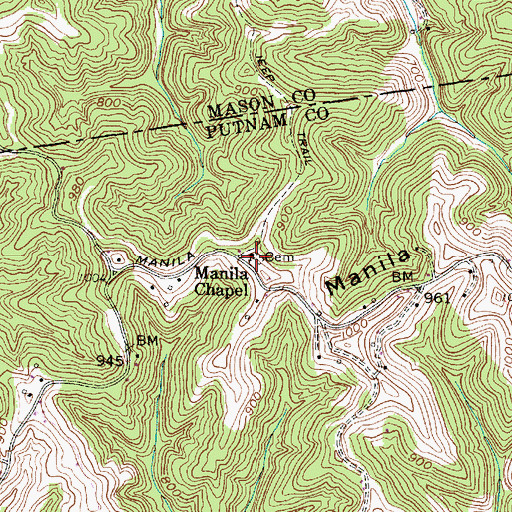Topographic Map of Mahila Chapel, WV
