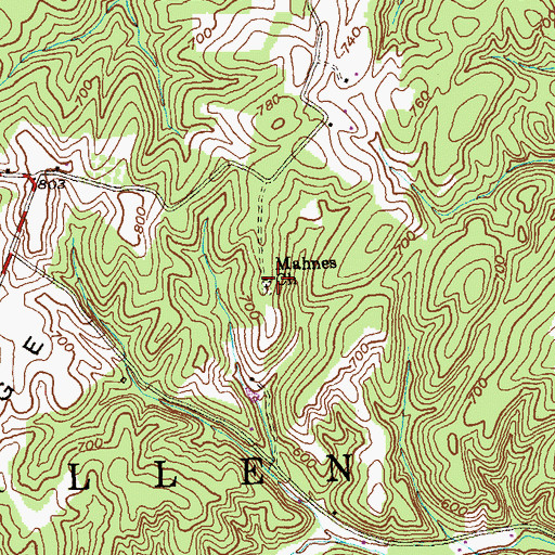 Topographic Map of Mahnes Chapel United Methodist Church, WV