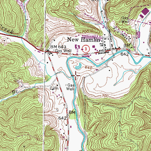 Topographic Map of Mahone Creek, WV