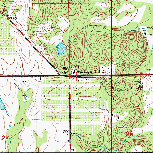 Topographic Map of Autauga Hill African Methodist Episcopal Zion Church, AL