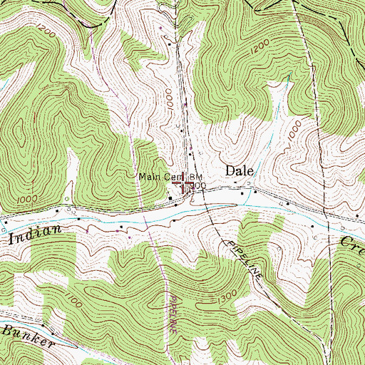 Topographic Map of Main Cemetery, WV