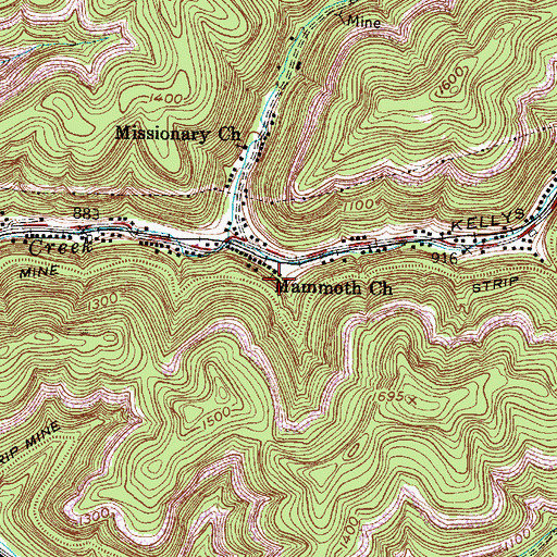 Topographic Map of Mammoth Church, WV