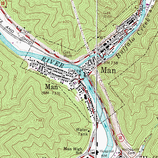 Topographic Map of Man, WV