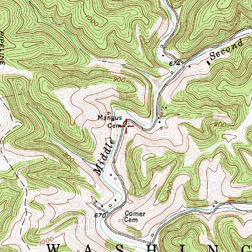 Topographic Map of Mangus Cemetery, WV