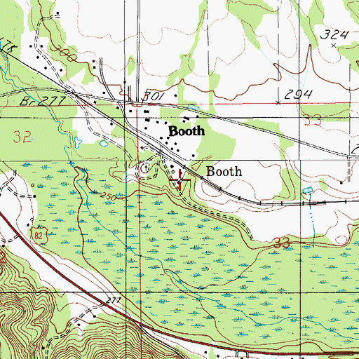 Topographic Map of Booth United Methodist Church, AL