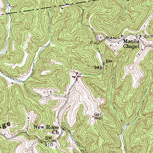 Topographic Map of Manila Ridge, WV