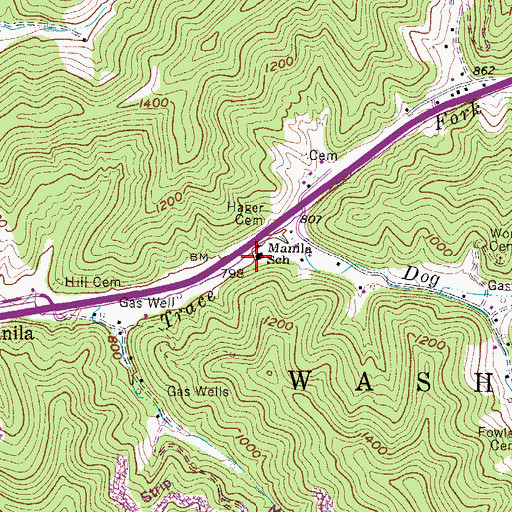 Topographic Map of Manila School (historical), WV