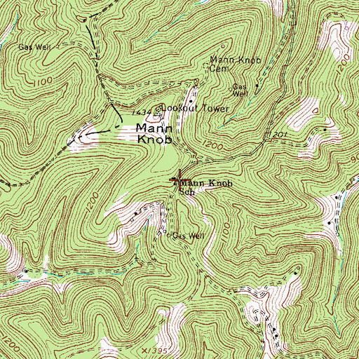 Topographic Map of Mann Knob School (historical), WV