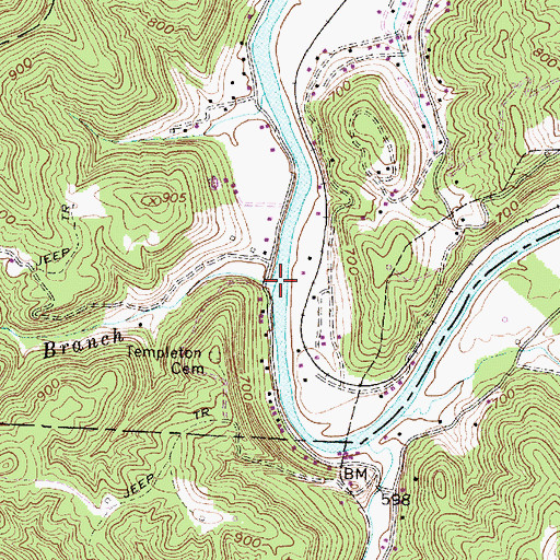 Topographic Map of Mannens Branch, WV