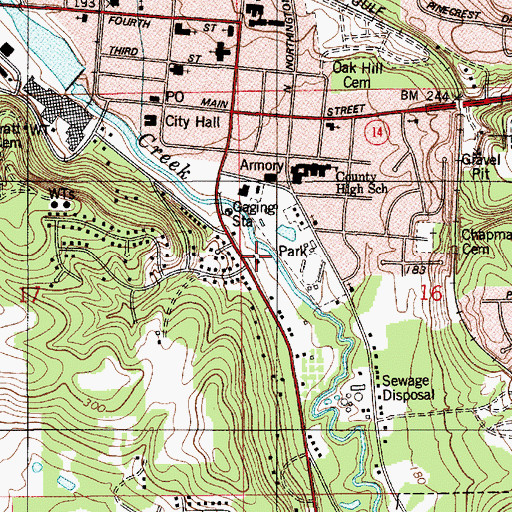 Topographic Map of Hunting Ridge Church of God, AL