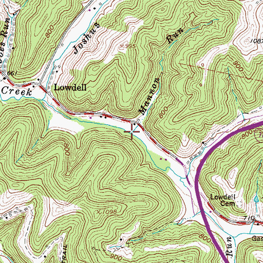 Topographic Map of Mannon Run, WV