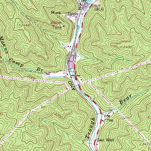 Topographic Map of Manns Camp Branch, WV