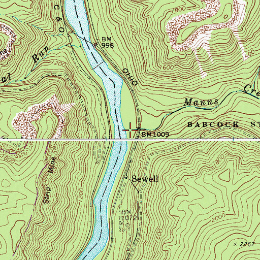 Topographic Map of Manns Creek, WV