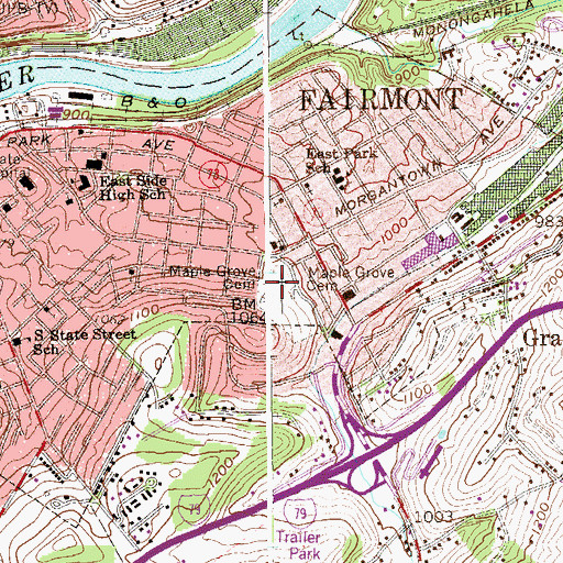 Topographic Map of Maple Grove Cemetery, WV