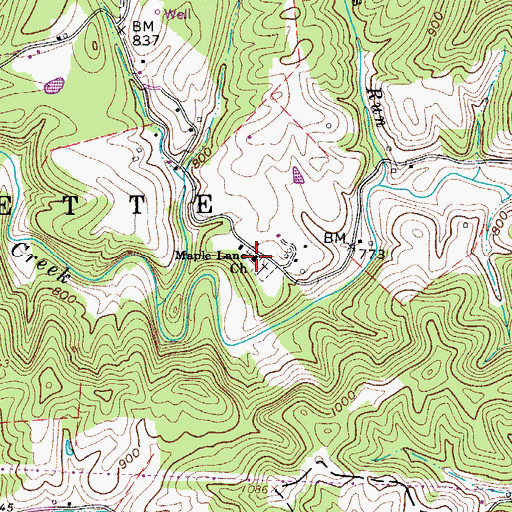 Topographic Map of Maple Lane Church, WV