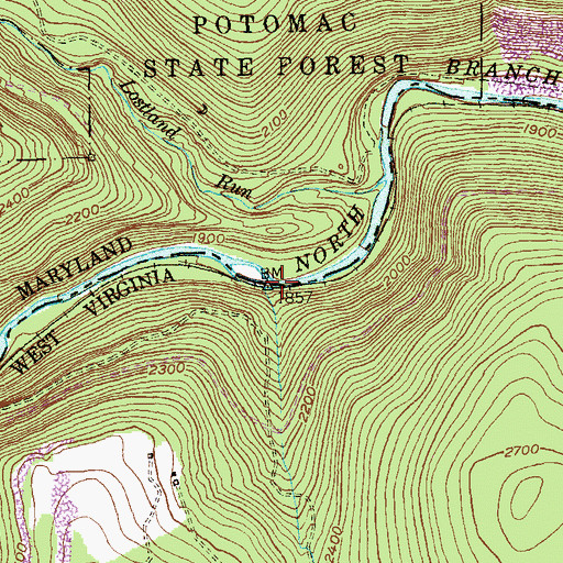 Topographic Map of Maple Run, WV