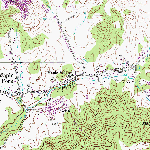 Topographic Map of Maple Valley Church, WV