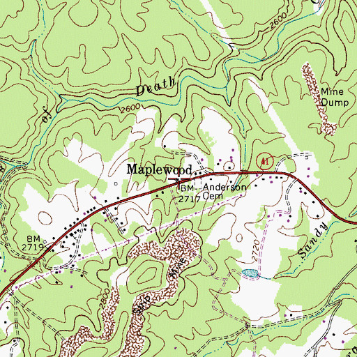 Topographic Map of Maplewood, WV