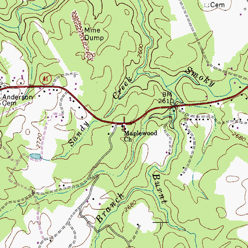 Topographic Map of Maplewood Church, WV