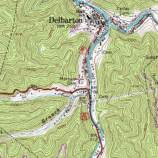 Topographic Map of Marcum Cemetery, WV