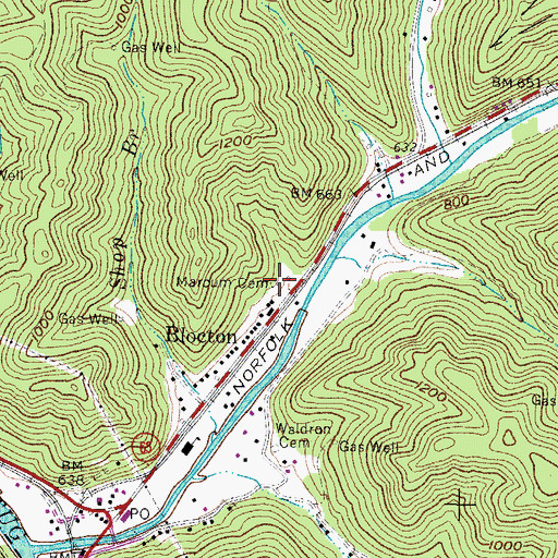 Topographic Map of Marcum Cemetery, WV