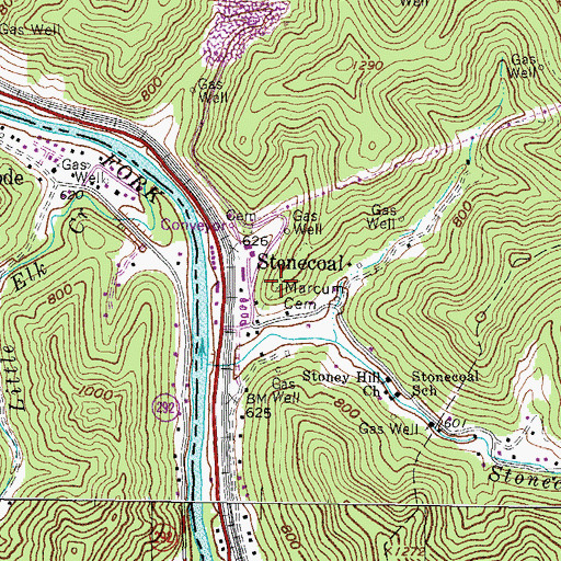 Topographic Map of Marcum Cemetery, WV