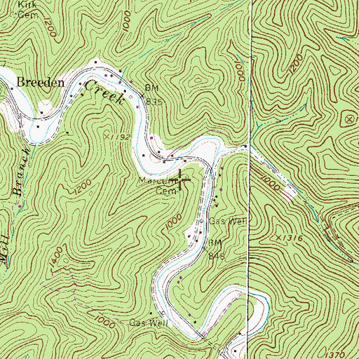 Topographic Map of Marcum Cemetery, WV