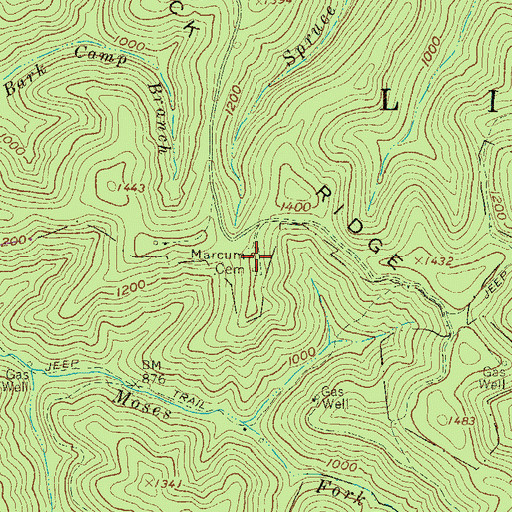 Topographic Map of Marcum Cemetery, WV