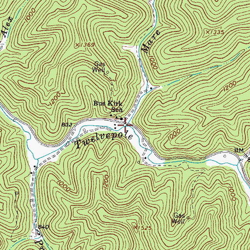 Topographic Map of Mare Branch, WV