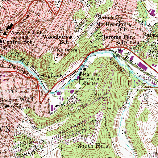 Topographic Map of Marilla Recreation Center, WV