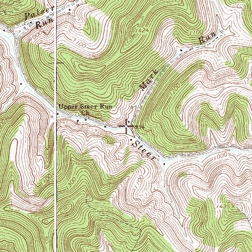 Topographic Map of Mark Run, WV