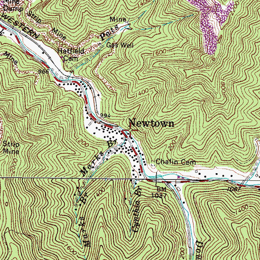 Topographic Map of Marks Branch, WV