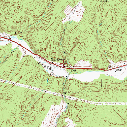 Topographic Map of Markwood Church, WV