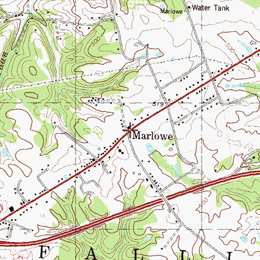 Topographic Map of Marlowe, WV