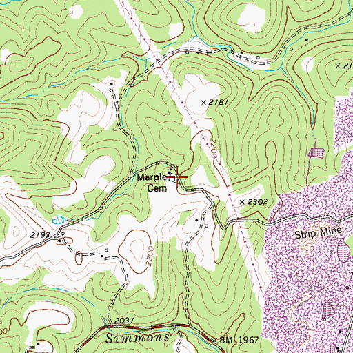 Topographic Map of Marple Cemetery, WV