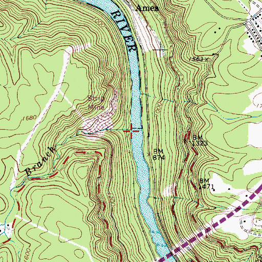 Topographic Map of Marr Branch, WV