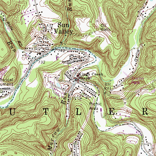 Topographic Map of Marrow Run, WV