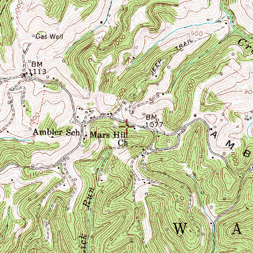 Topographic Map of Mars Hill Church, WV