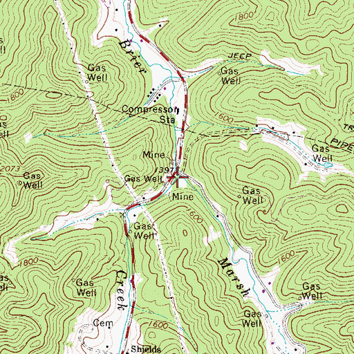 Topographic Map of Marsh Fork, WV