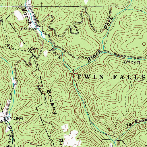 Topographic Map of Marsh Fork, WV