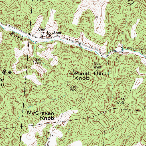 Topographic Map of Marsh Hart Knob, WV
