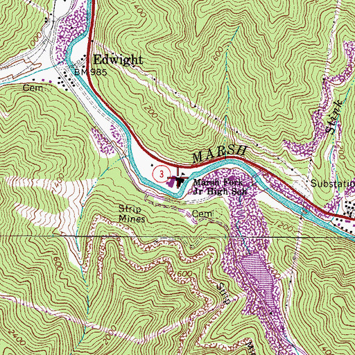Topographic Map of Marsh Fork Elementary School, WV