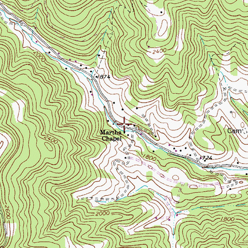 Topographic Map of Martha Chapel, WV