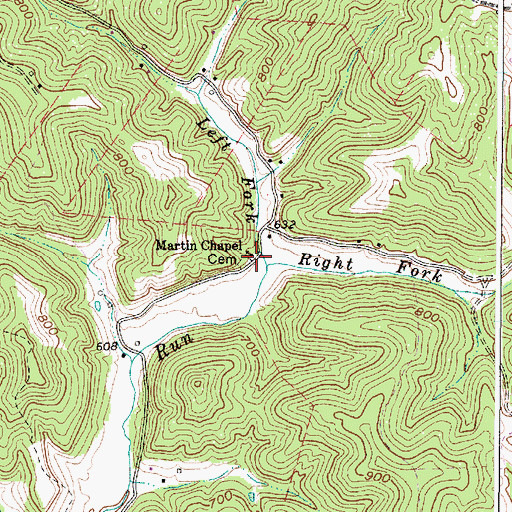 Topographic Map of Martin Chapel, WV
