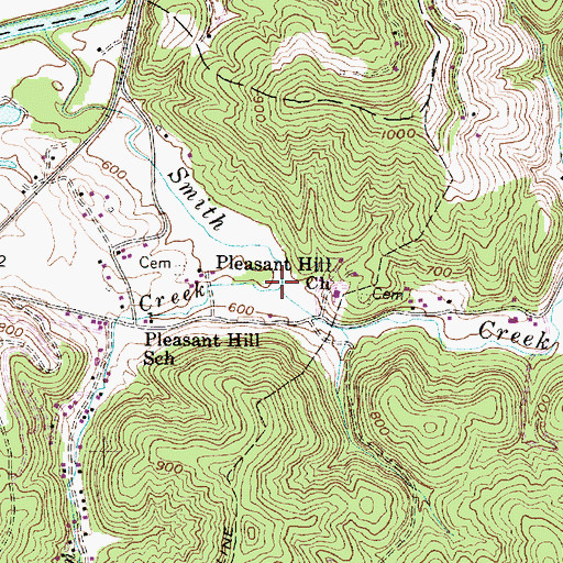 Topographic Map of Martin Creek, WV