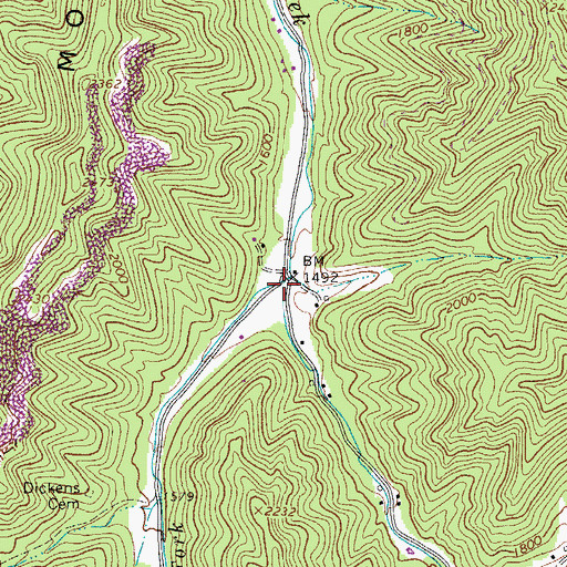 Topographic Map of Martin Fork, WV