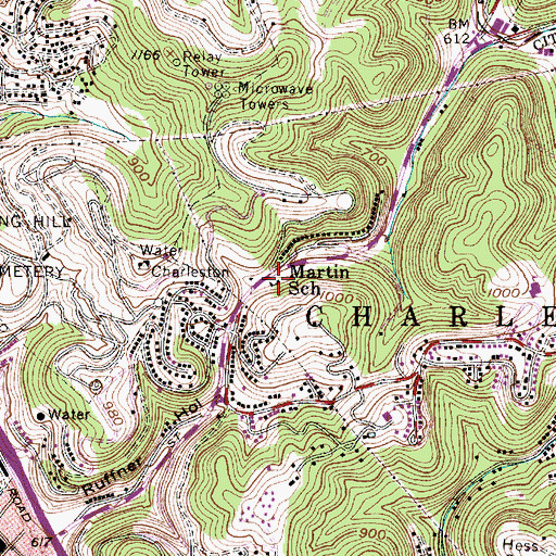 Topographic Map of Martin School (historical), WV