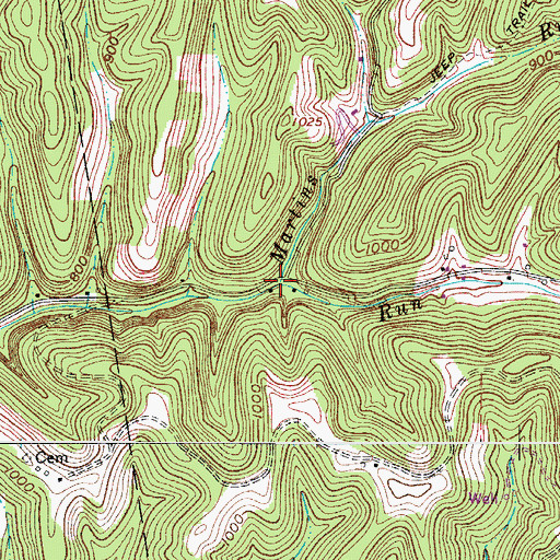 Topographic Map of Martins Run, WV