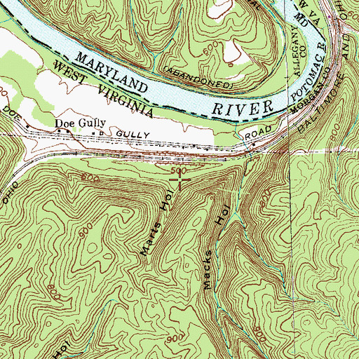 Topographic Map of Marts Hollow, WV